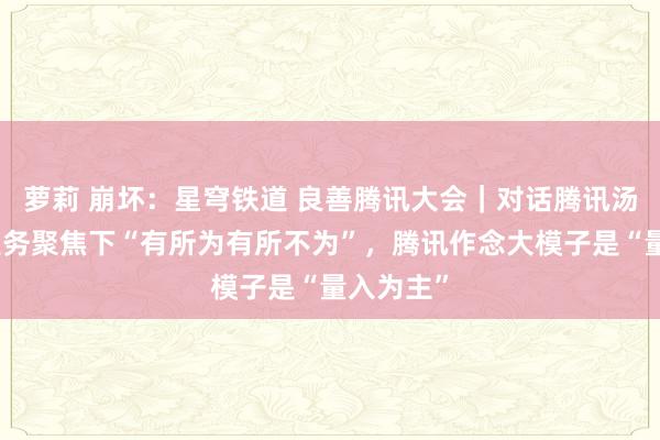 萝莉 崩坏：星穹铁道 良善腾讯大会｜对话腾讯汤谈生：业务聚焦下“有所为有所不为”，腾讯作念大模子是“量入为主”