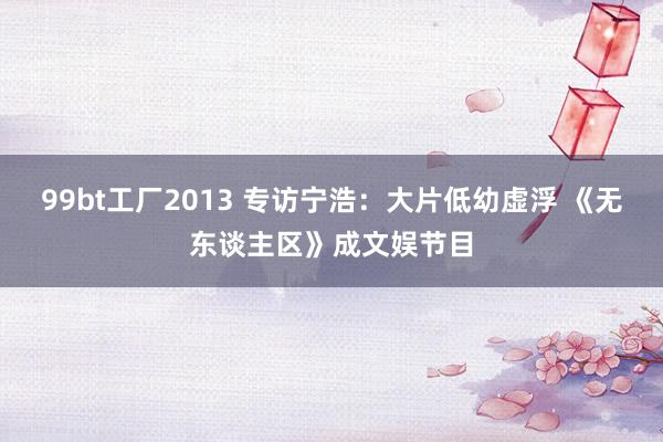 99bt工厂2013 专访宁浩:大片低幼虚浮 《无东谈主区》成文娱节目