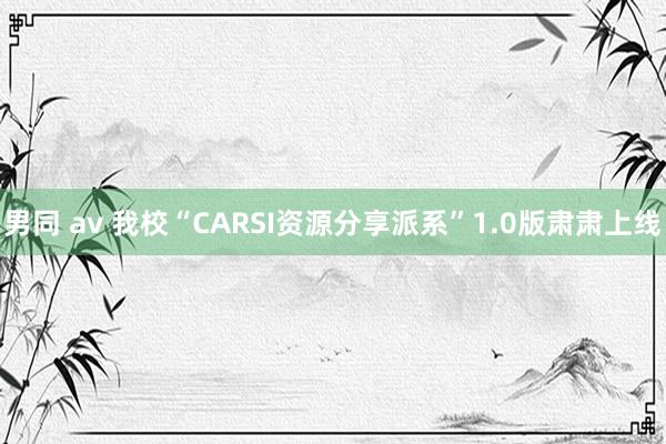 男同 av 我校“CARSI资源分享派系”1.0版肃肃上线