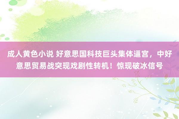 成人黄色小说 好意思国科技巨头集体逼宫，中好意思贸易战突现戏剧性转机！惊现破冰信号