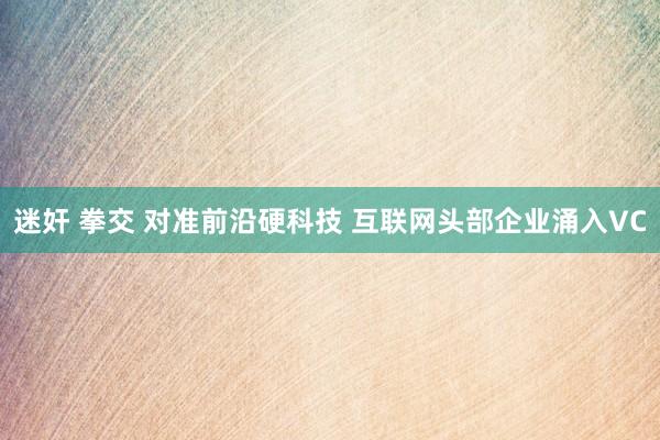 迷奸 拳交 对准前沿硬科技 互联网头部企业涌入VC